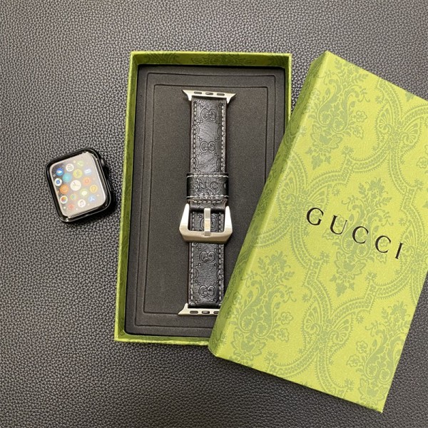 Gucci Leather Apple Watch Band for Series 1/2/3/4/5/6/7/8/UltraLuxury Apple Watch Band Suitable for All SeriesiWatch Band 38mm / 40mm / 41mm / 42mm / 44mm / 45mm/49mmLuxury Designer Classic Monogram Apple Watch Band