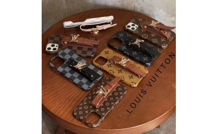 lv leather iphone 13 case Hand Strap monogram
