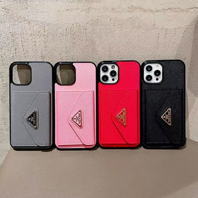 prada iphone 12 13 mini 13 pro max case cover card leather luxury 