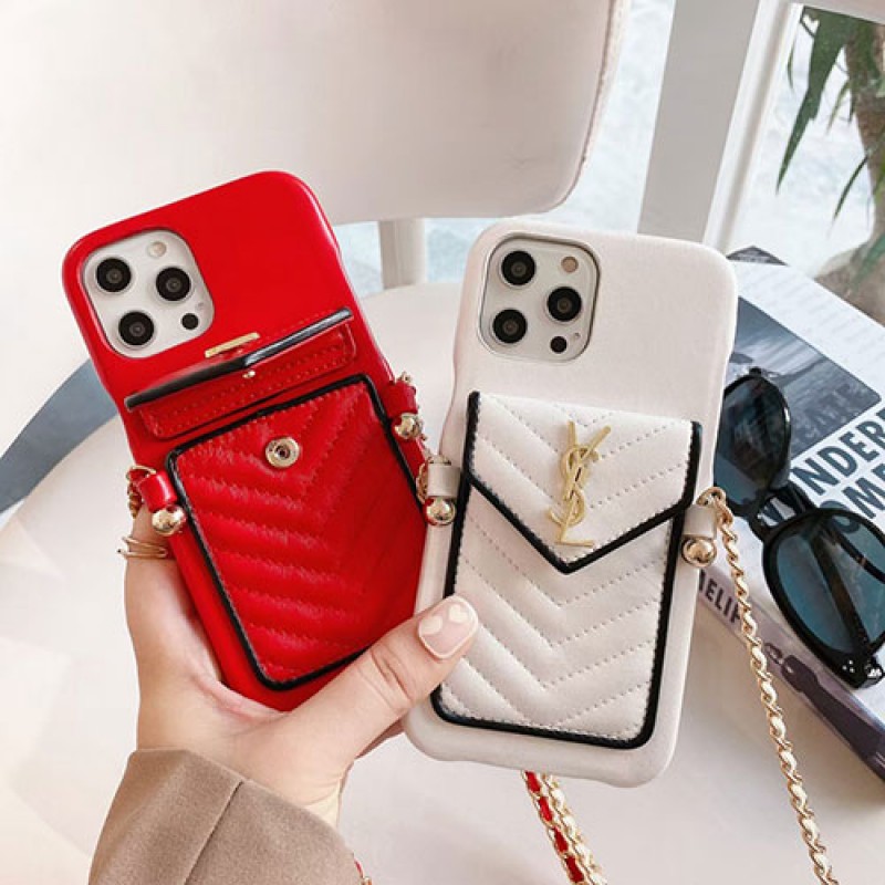 ysl card holder leather Designer iPhone Case For iPhone 13 12 SE 11 PRO MAX X XS XS Max XR 7 8 Plus  cover chain crossboy lady