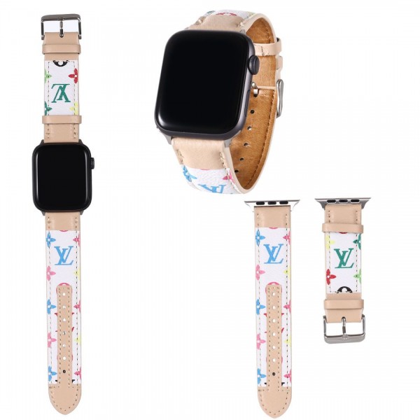 Louis Vuitton Apple Watch Band for Apple Watch Ultra (49mm) Series 8/7 (45mm) Series SE2/6/SE/5/4 (44mm) and Series 3/2/1 (42mm) Lv Apple Watch Wristbands Replacement Strap