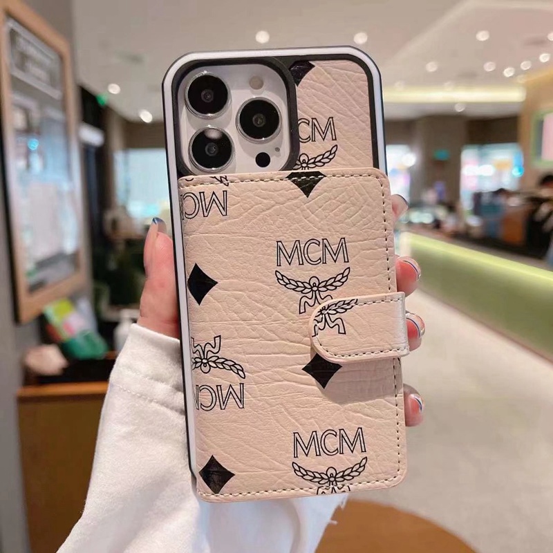 mcm leather iphone 13 14 max cover